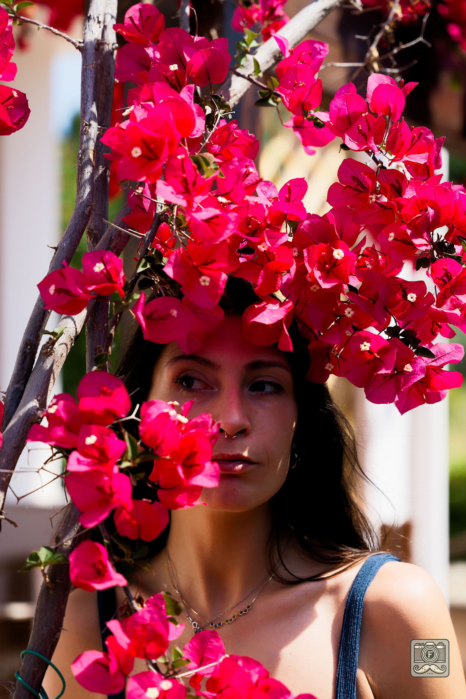 Nina and bougainvillea