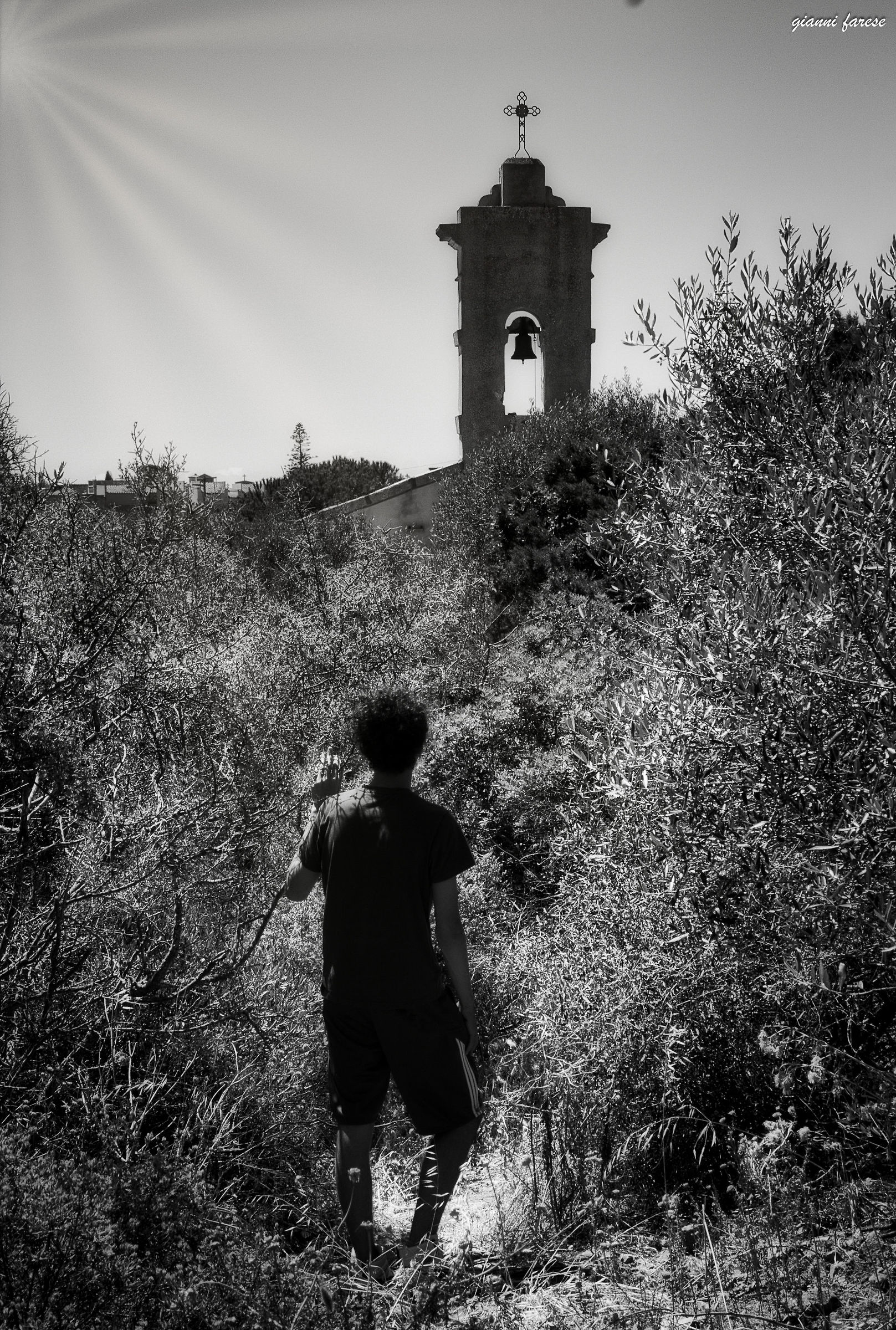 Behind Trinity Church with my son