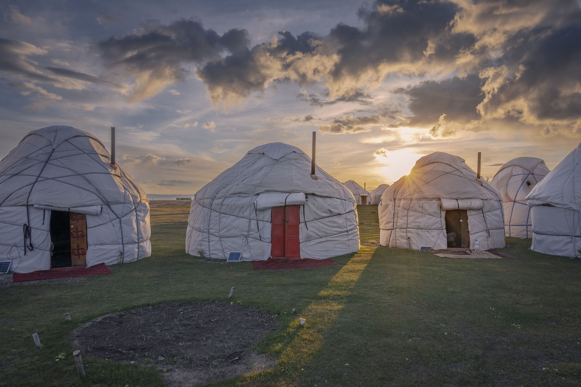 A yurt camp at high altitude