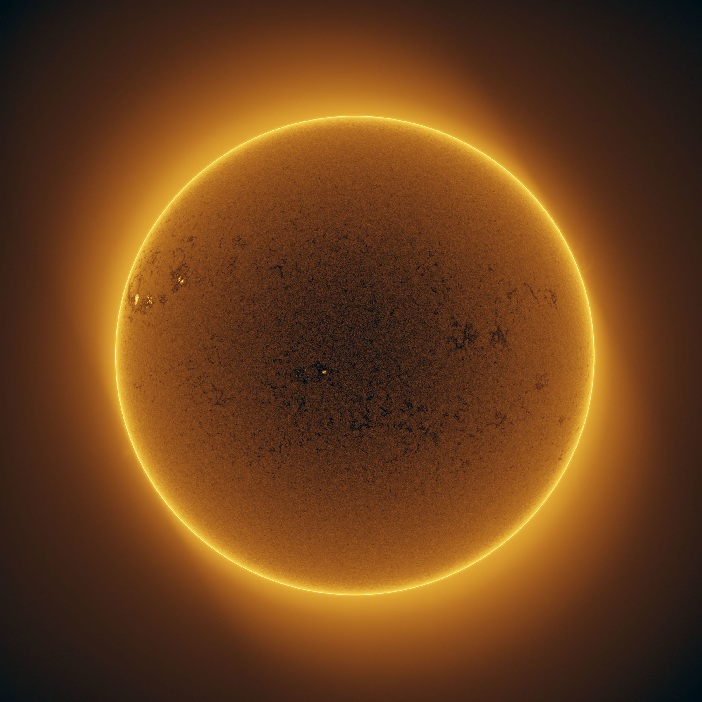 Sole ripreso in CaK con colori invertiti