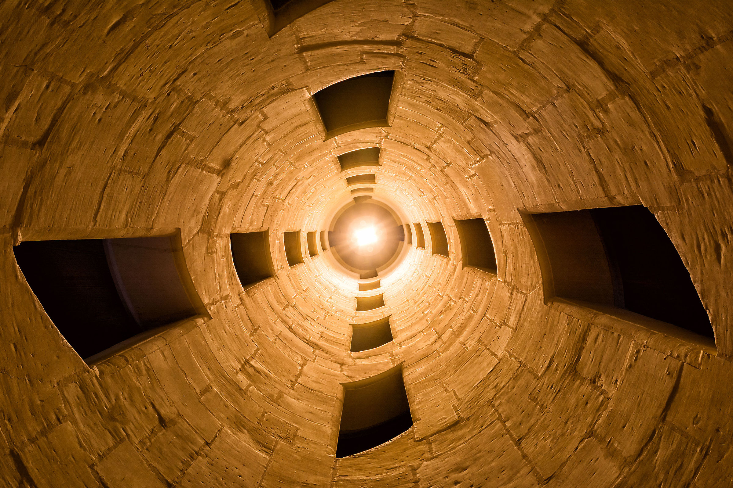 Inside the helical staircase