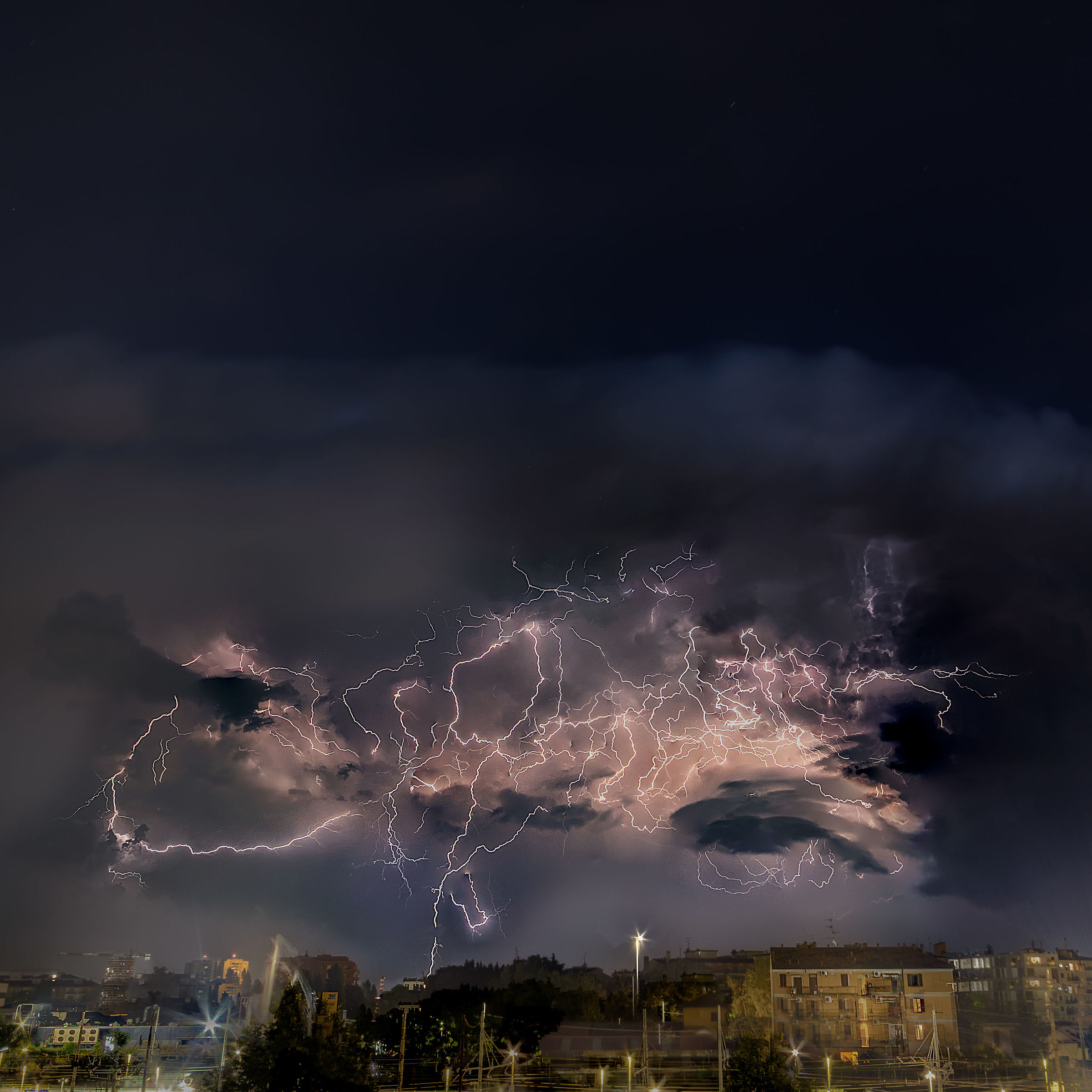 Lightning strikes over Milan