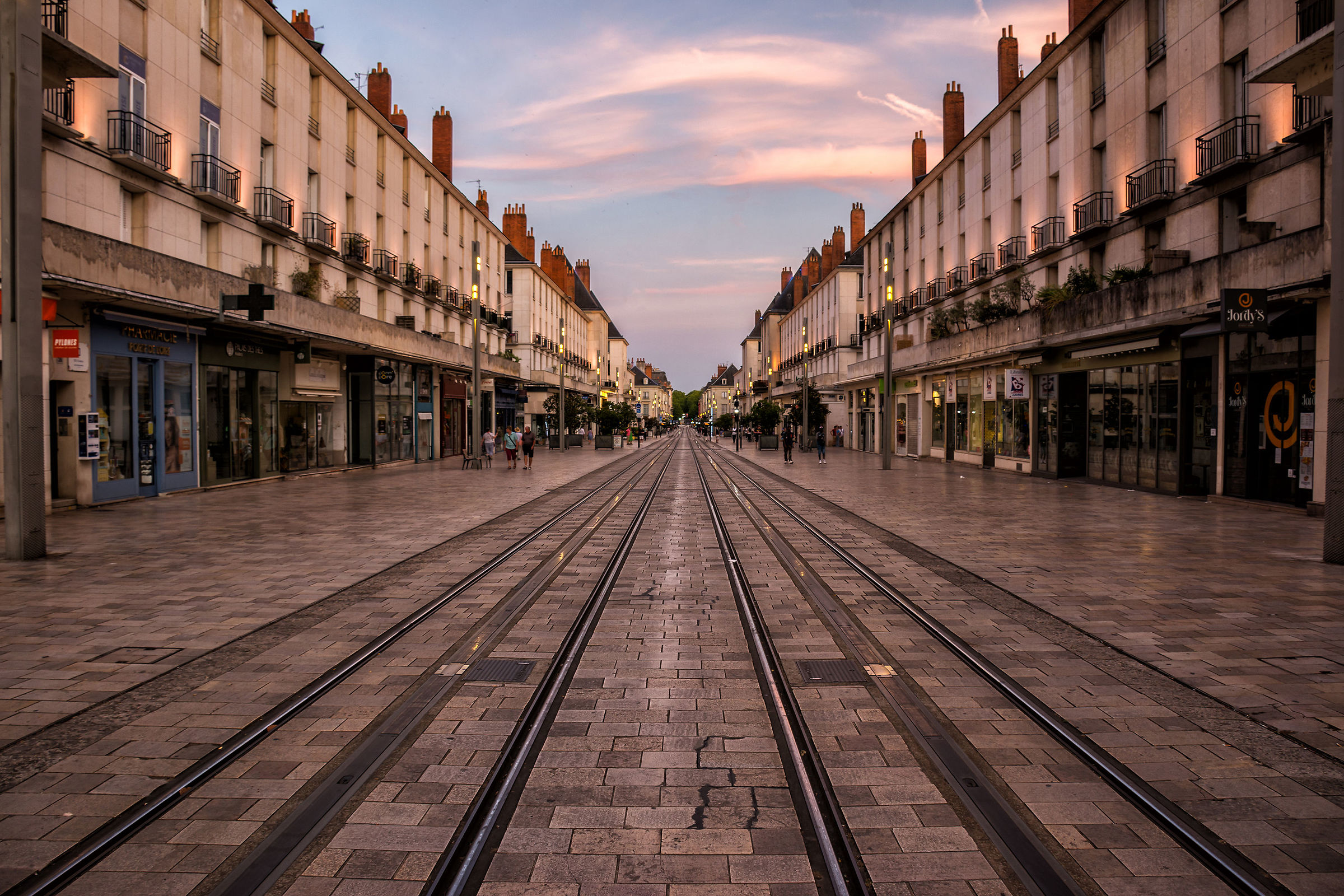 Along the tram tracks