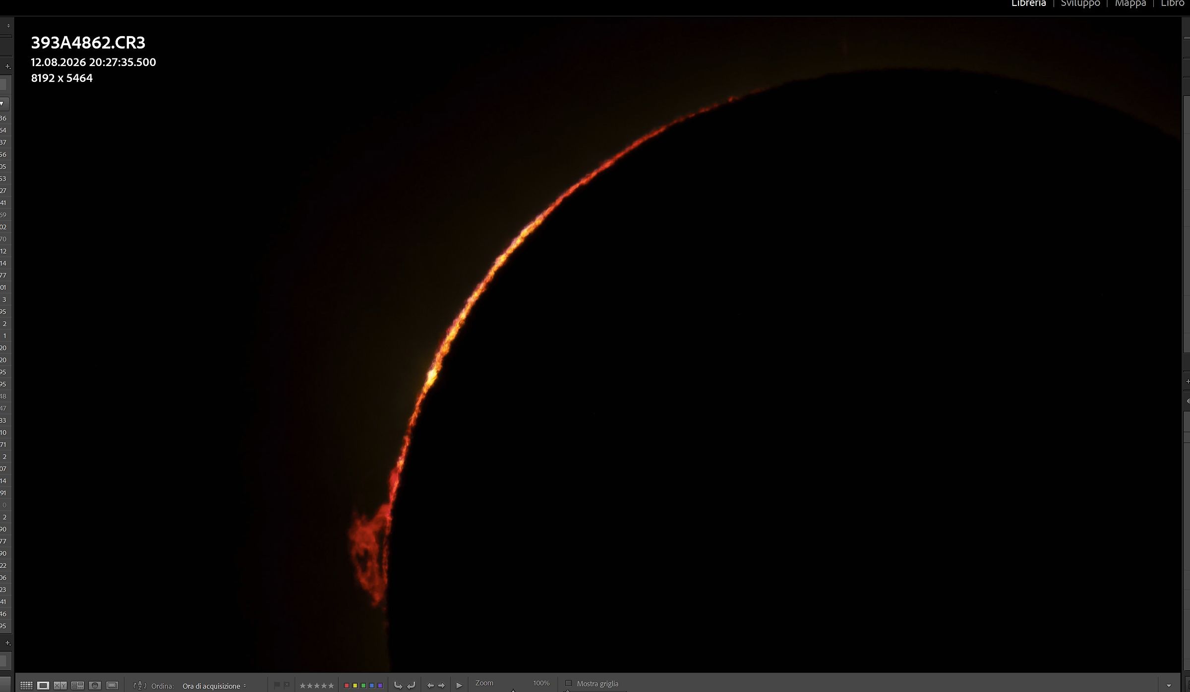 eclissi. anteprima dettaglio corona a 1200mm