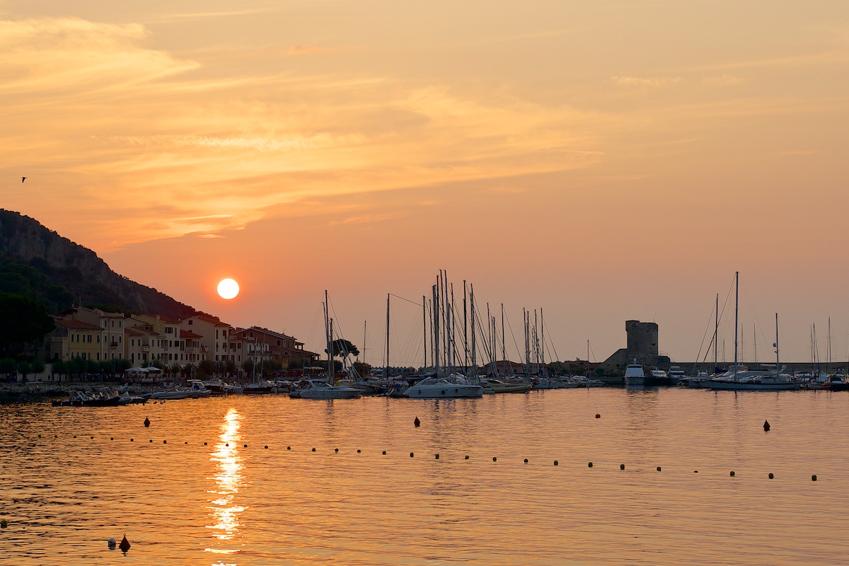 fish, wine and sunset