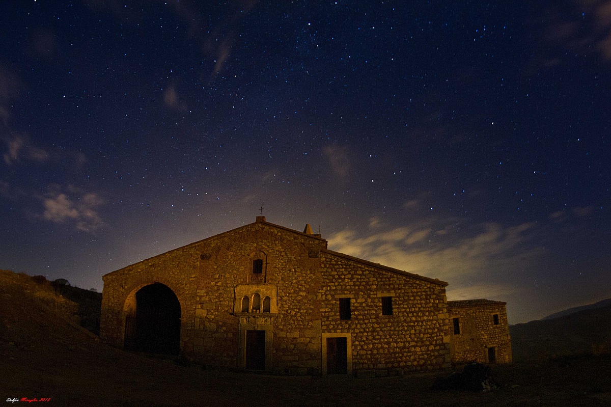 San Fratello Sanctuary of the three Saints nighttime photo