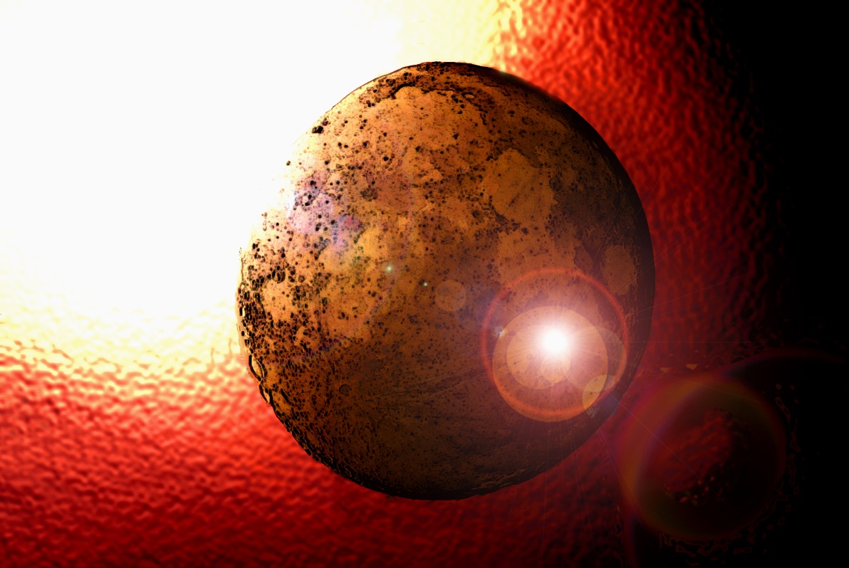 In the future, the red dwarf sun and the earth.