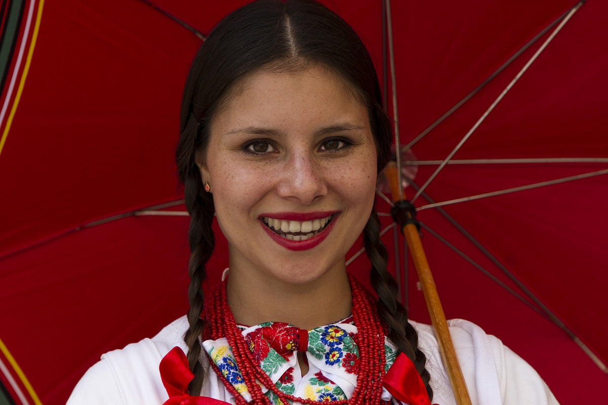 girl with a red umbrella