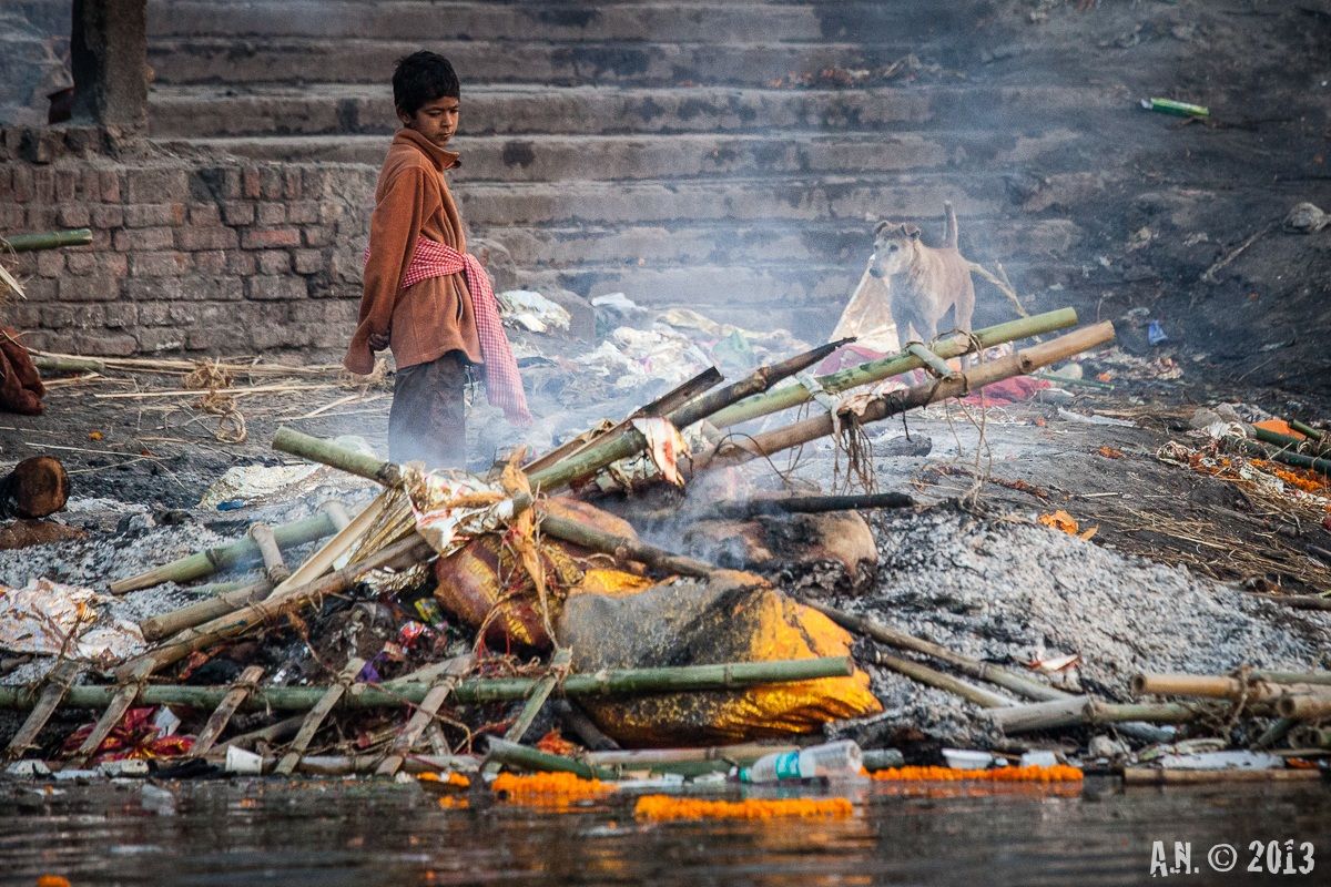 The funeral pyre in Varanasi