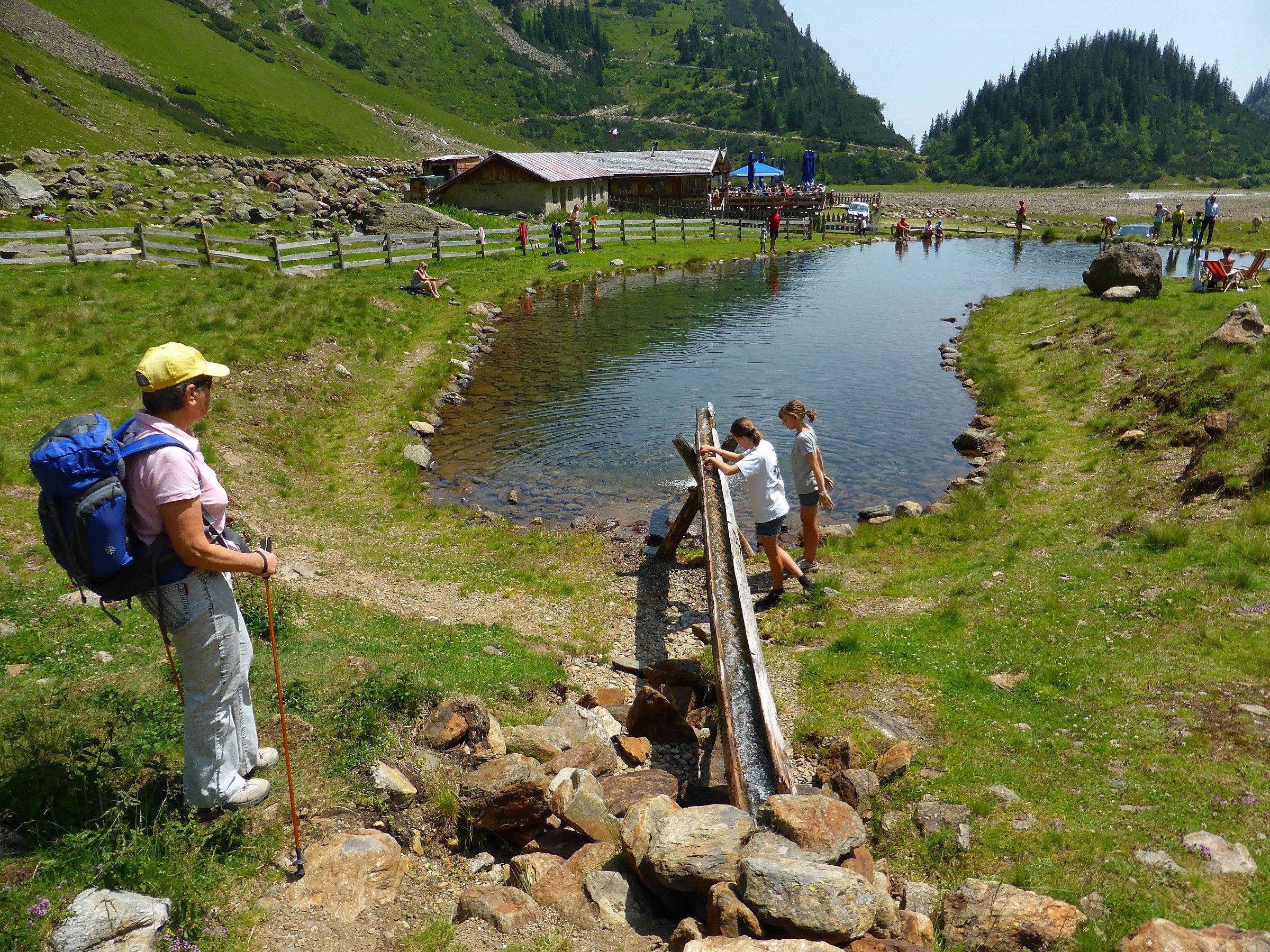 with alpine mountain lake