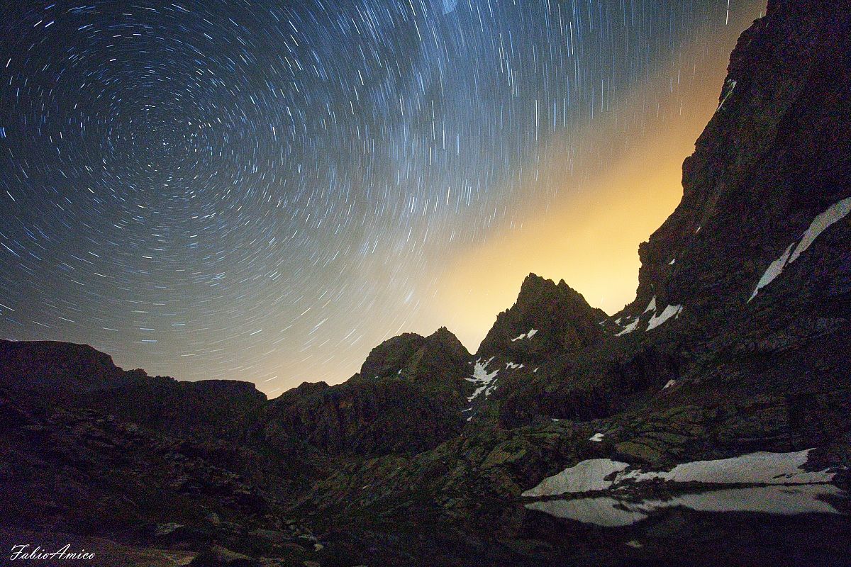 Startrail behind Monviso