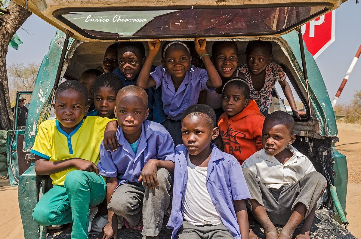 On a school trip ...