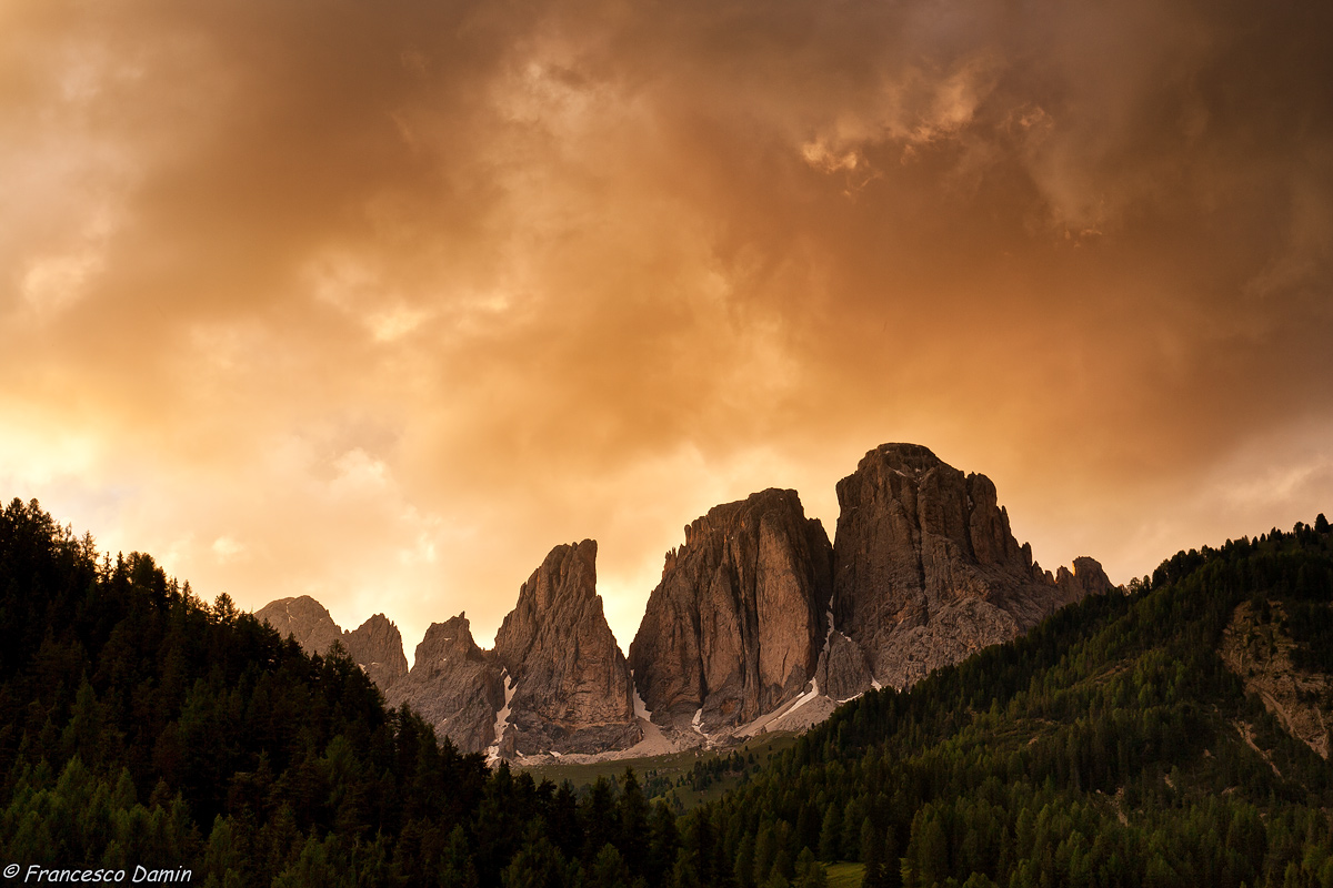 Golden sunset over Sassolungo