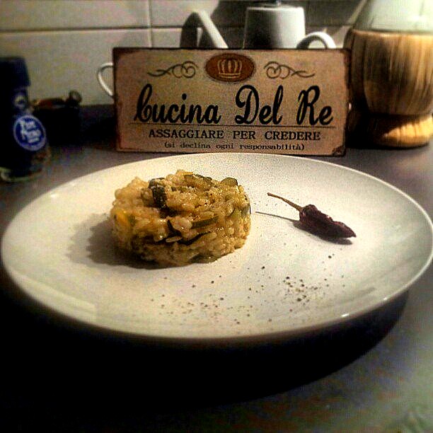 Risotto delicate bacon and zucchini