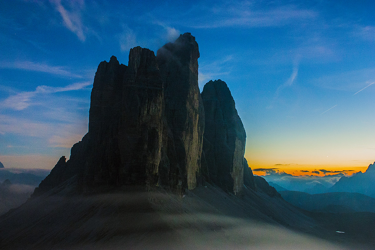 Three peaks at sunset
