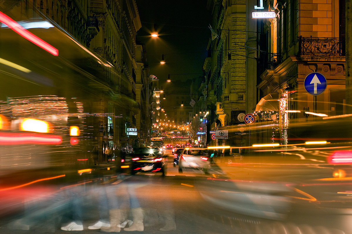 In the traffic of Via Barberini (Rome)