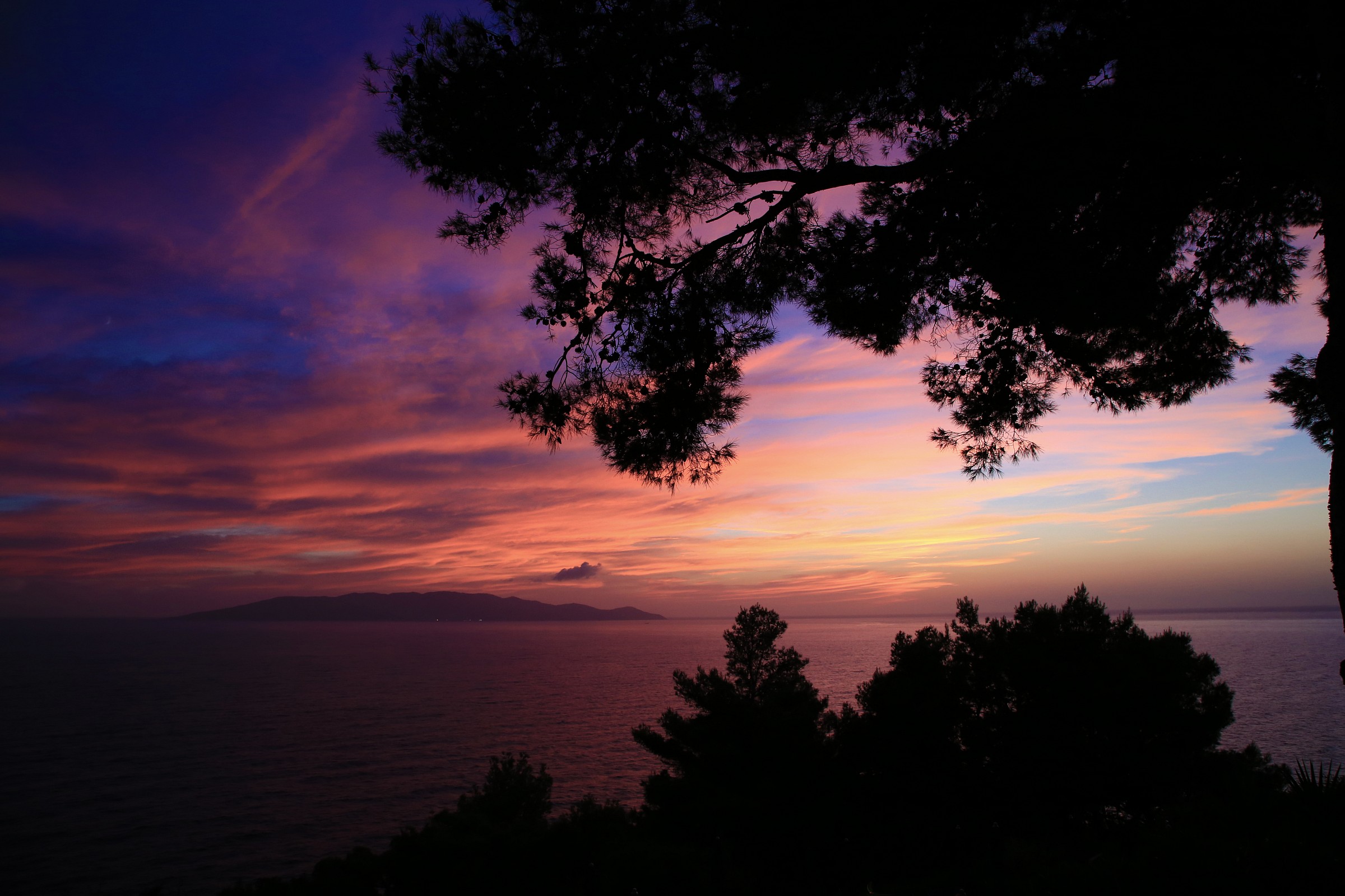 The Giglio island at sunset