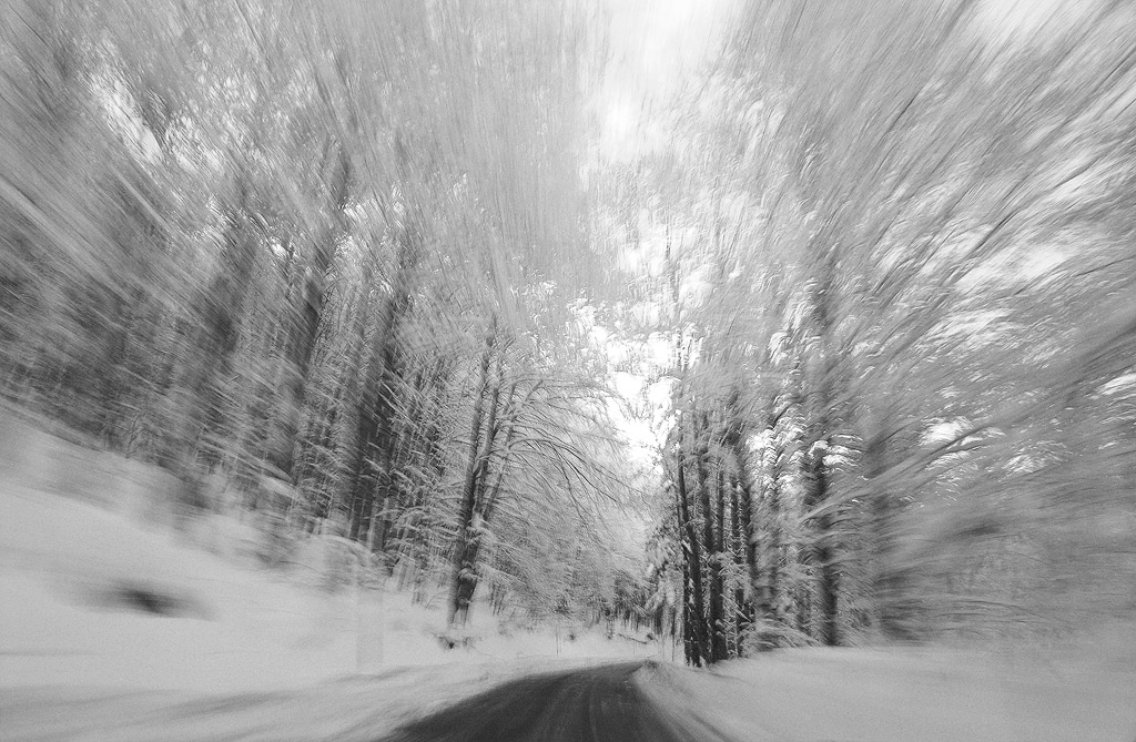 picture taken from the front dashboard of the car as I went ...