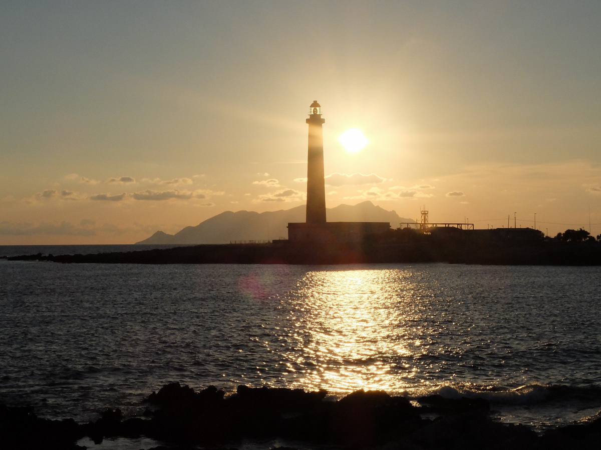 The lighthouse at Punta Sottile at sunset