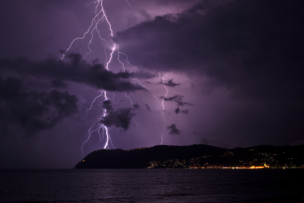 Lightning over the sea