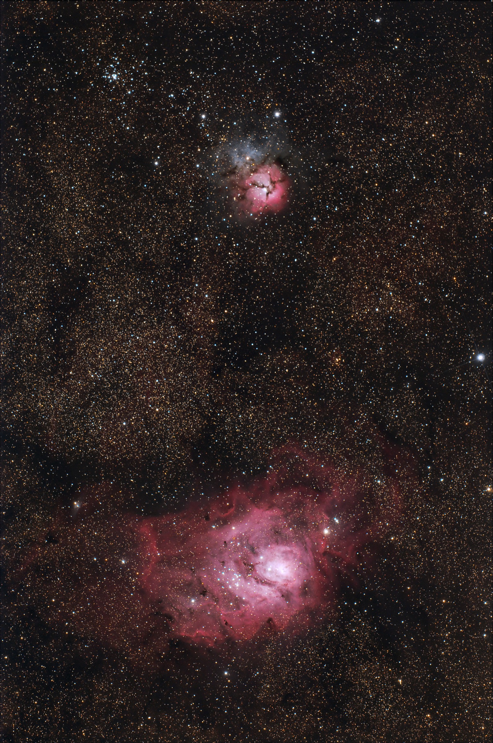Nebulose M8, M20 nella costellazione del Sagitario
