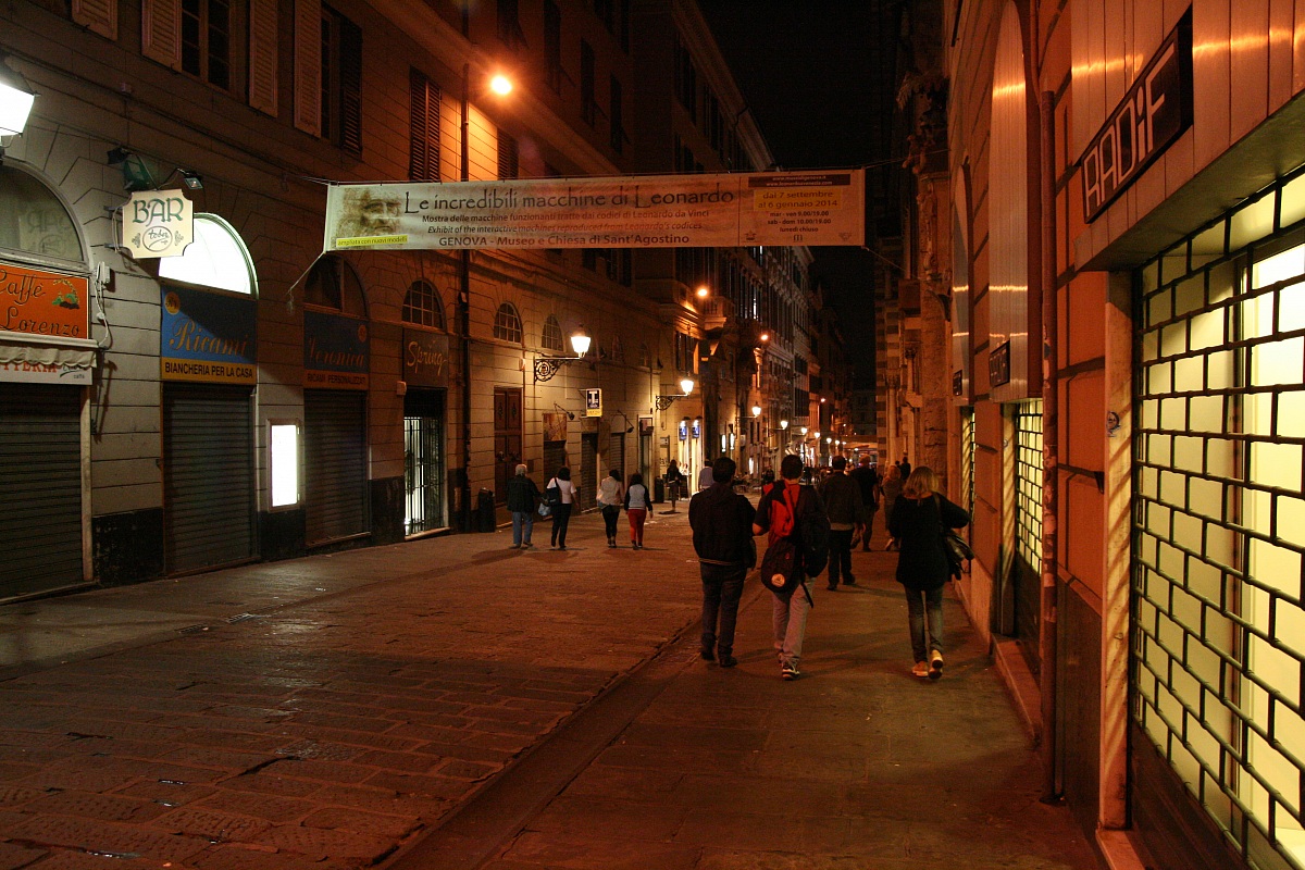 Genoa Via San Lorenzo at midnight