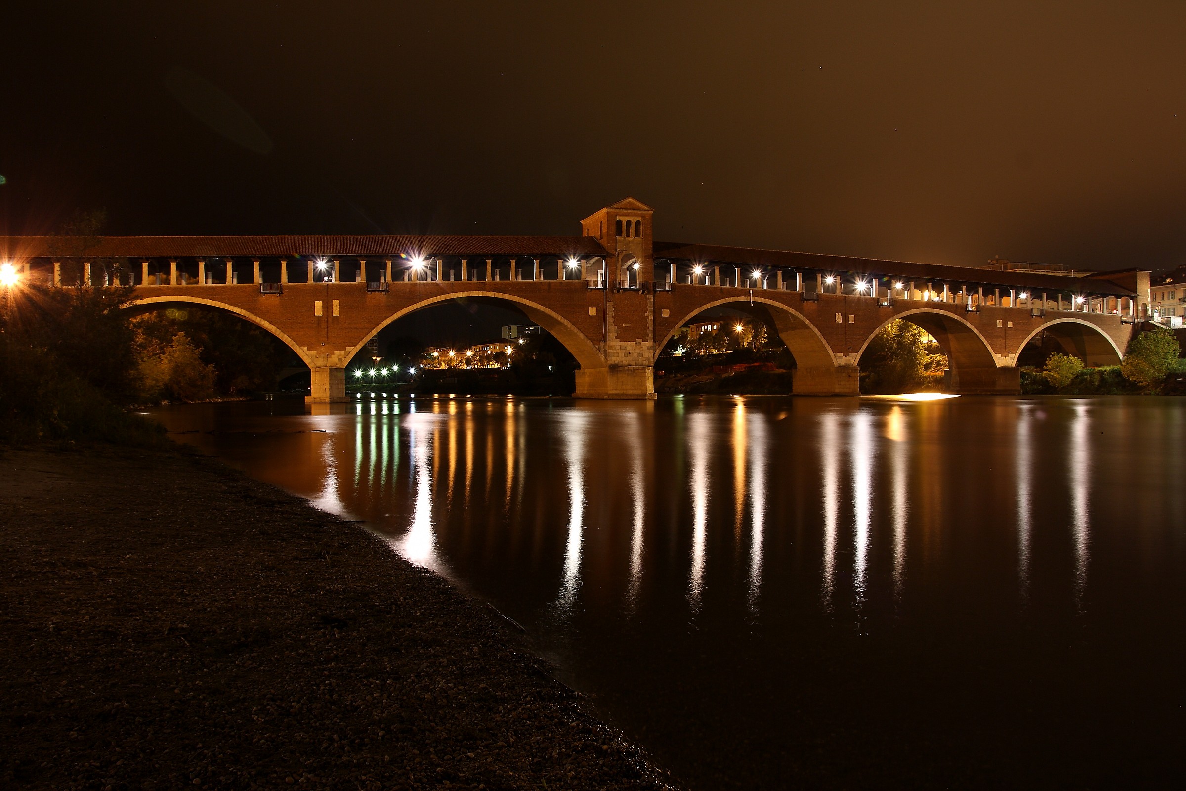 Covered Bridge in Pavia in an evening cover