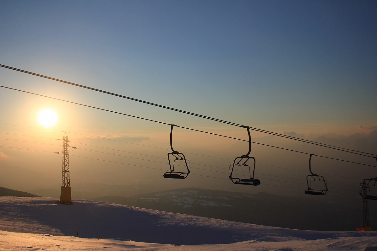 Gli impianti Sciistici baciati dal tramonto