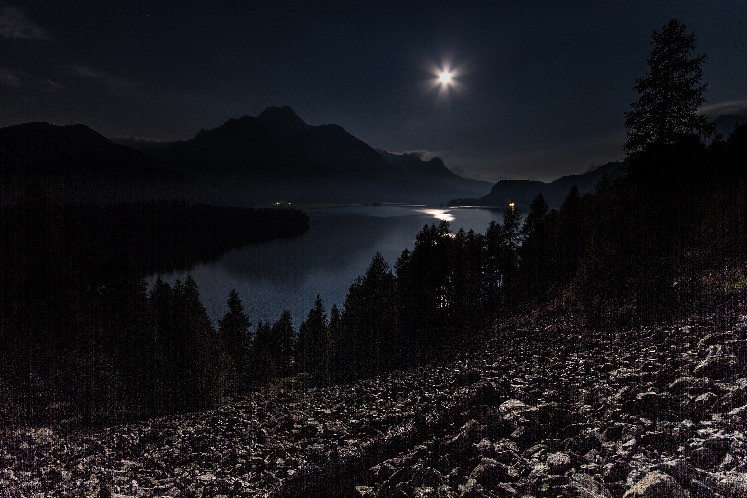 Lago Maloja Estate Notturna