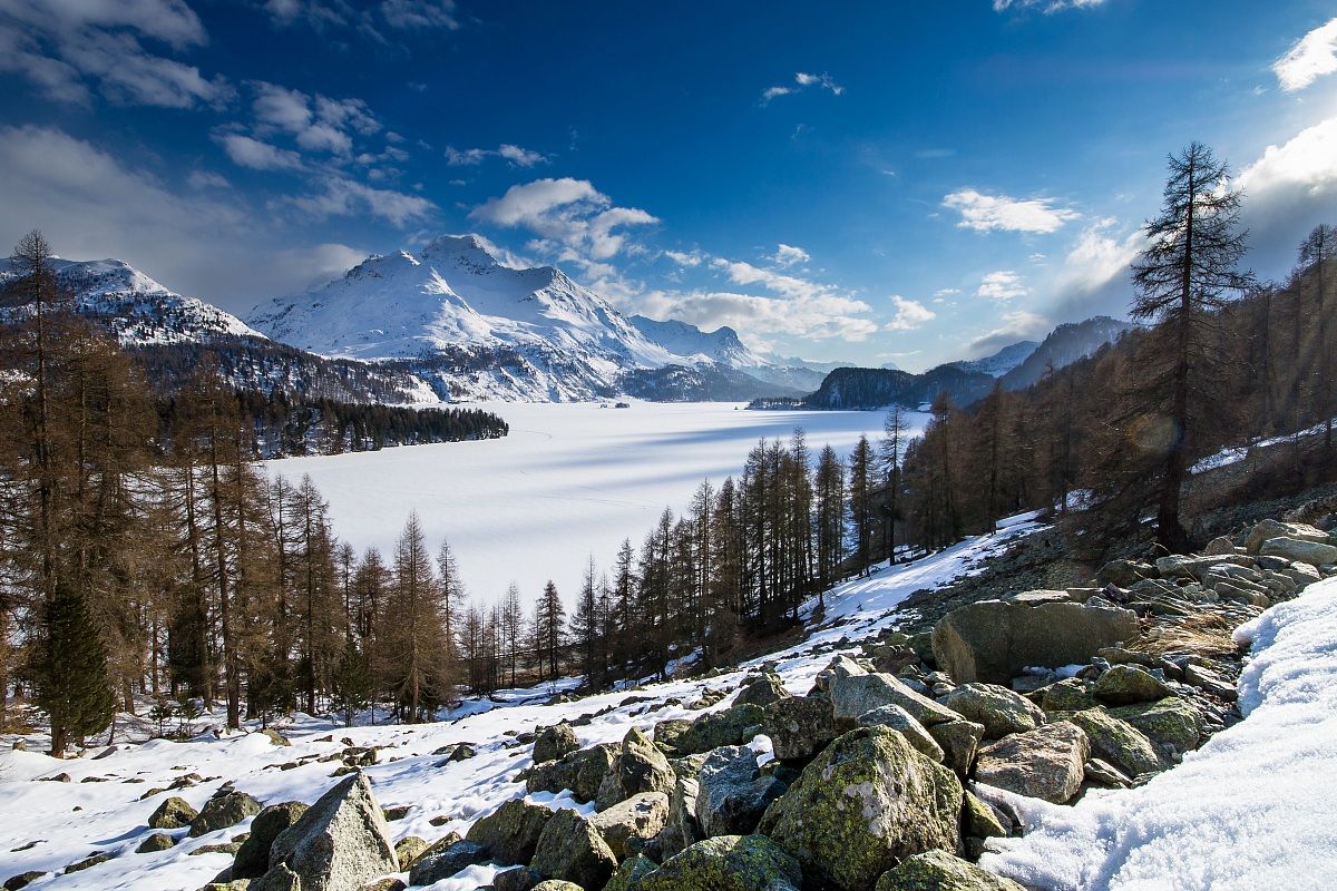 lago Maloja Inverno Marzo