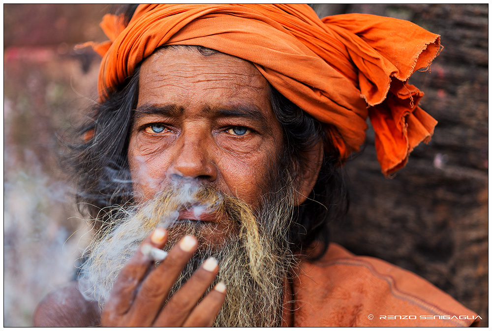 Sadhu smoking