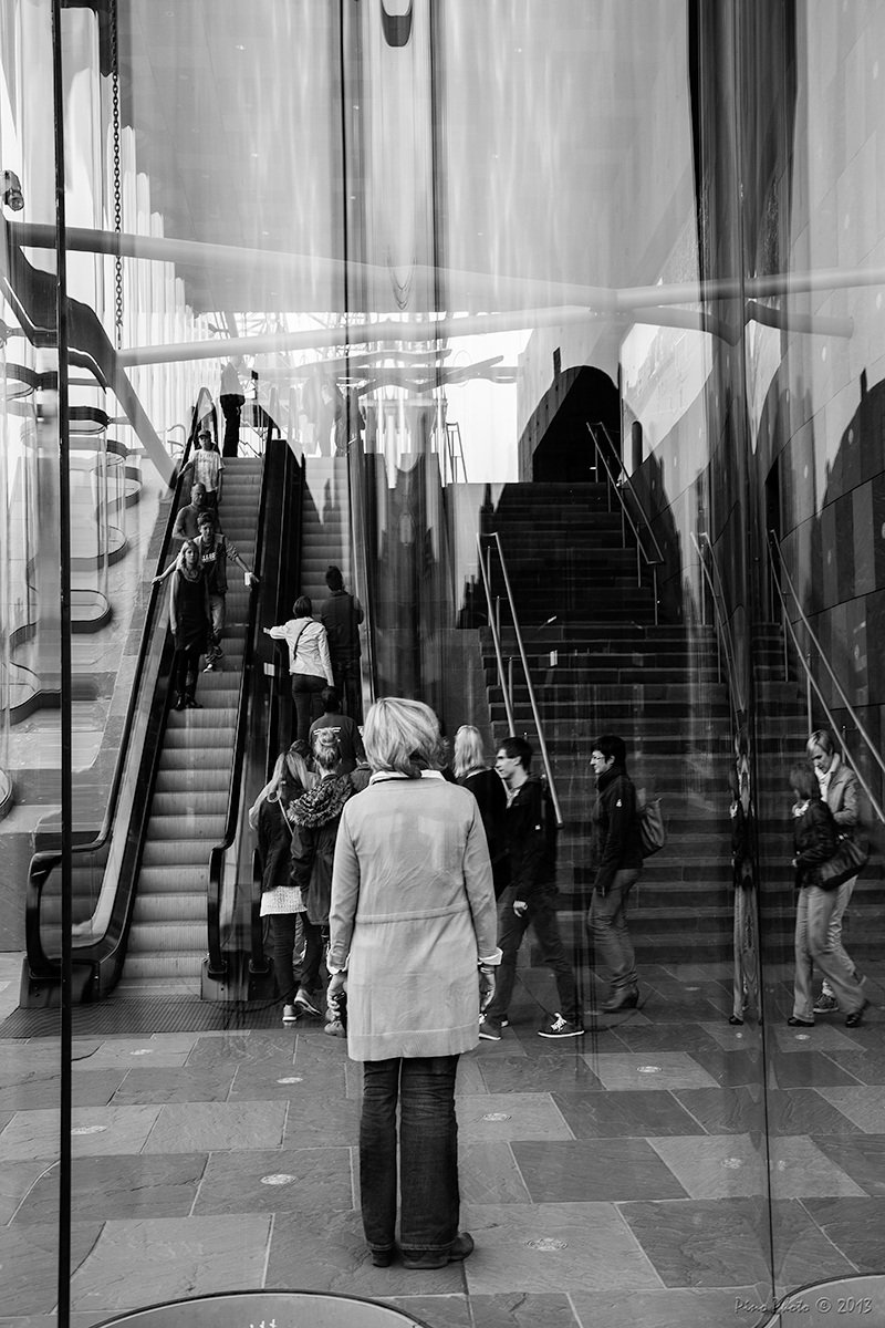 Tourists at the Mas Museum in Antwerp