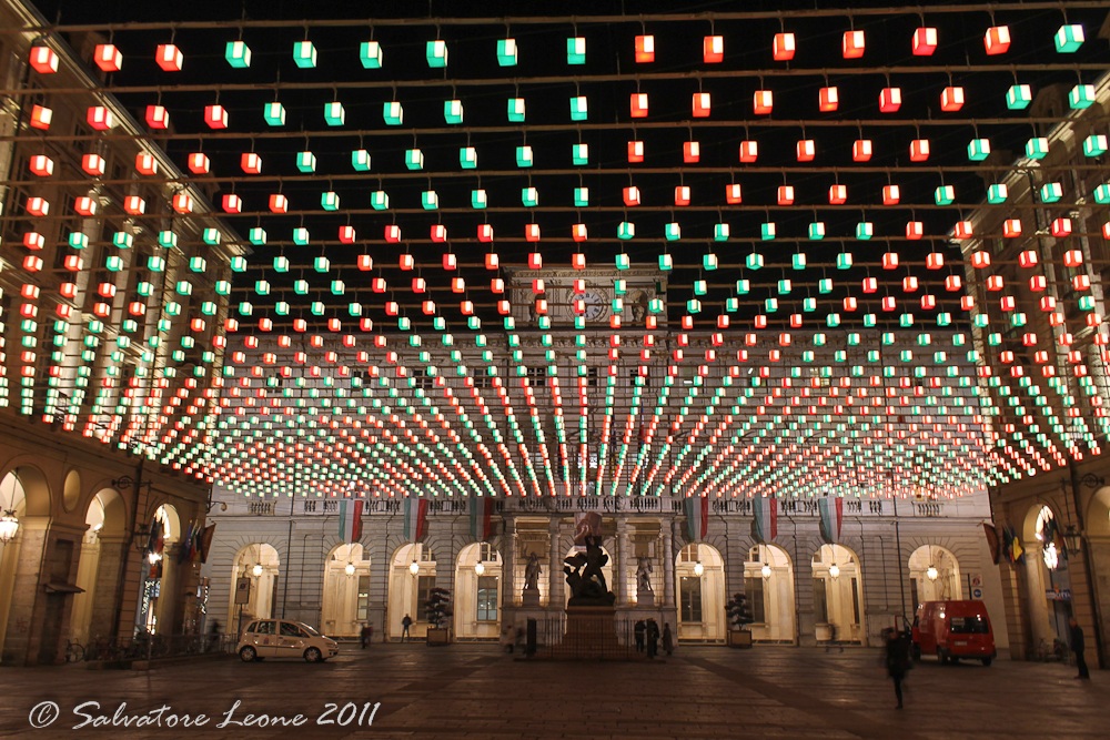 Ceiling lights on Town Hall Square
