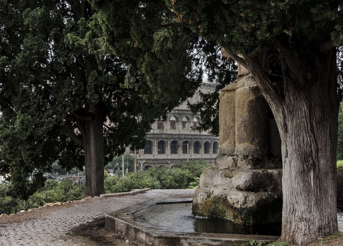 fontana con colosseo