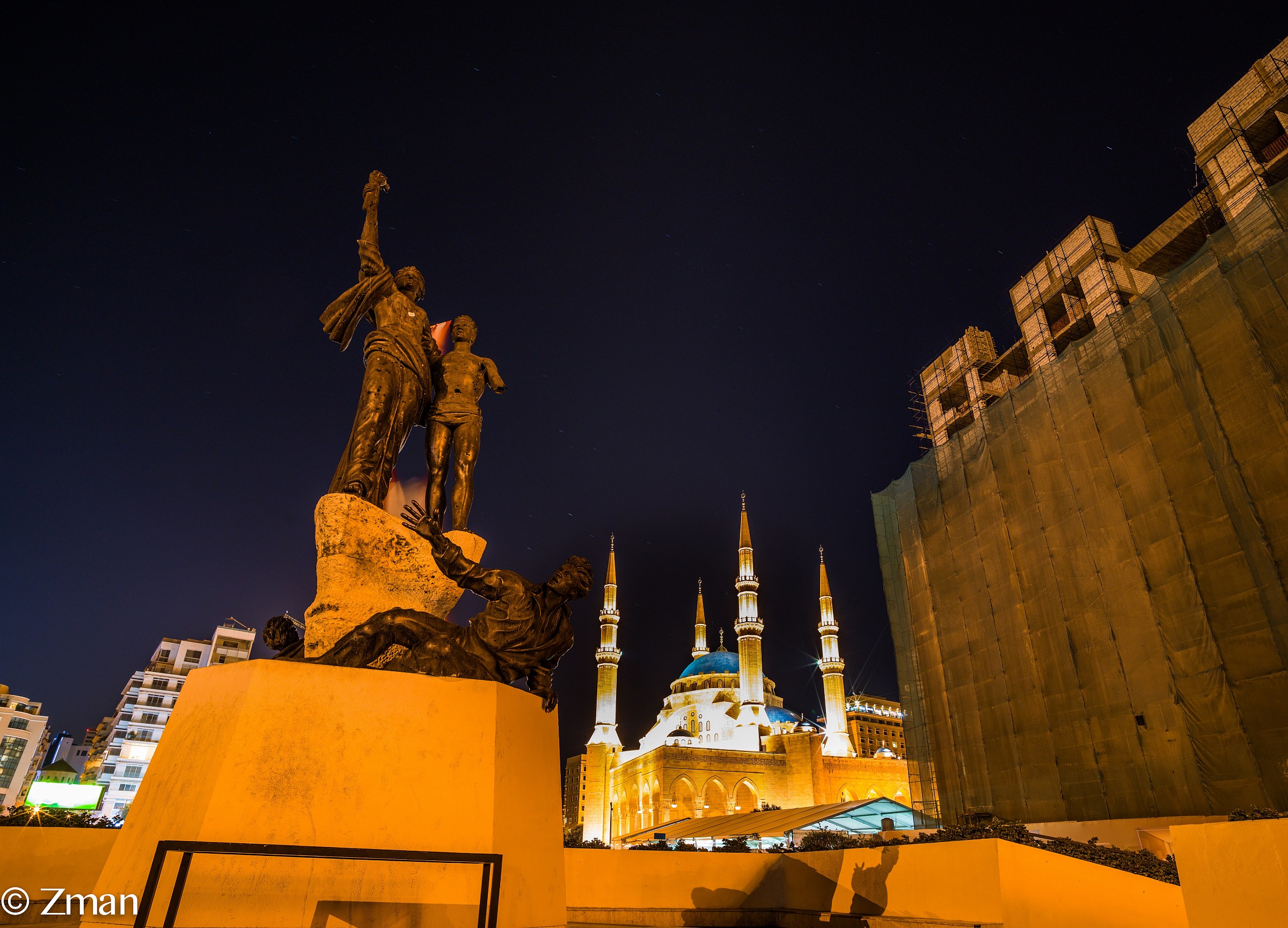 I martiri 'Statue e Mohammad Alamine moschea