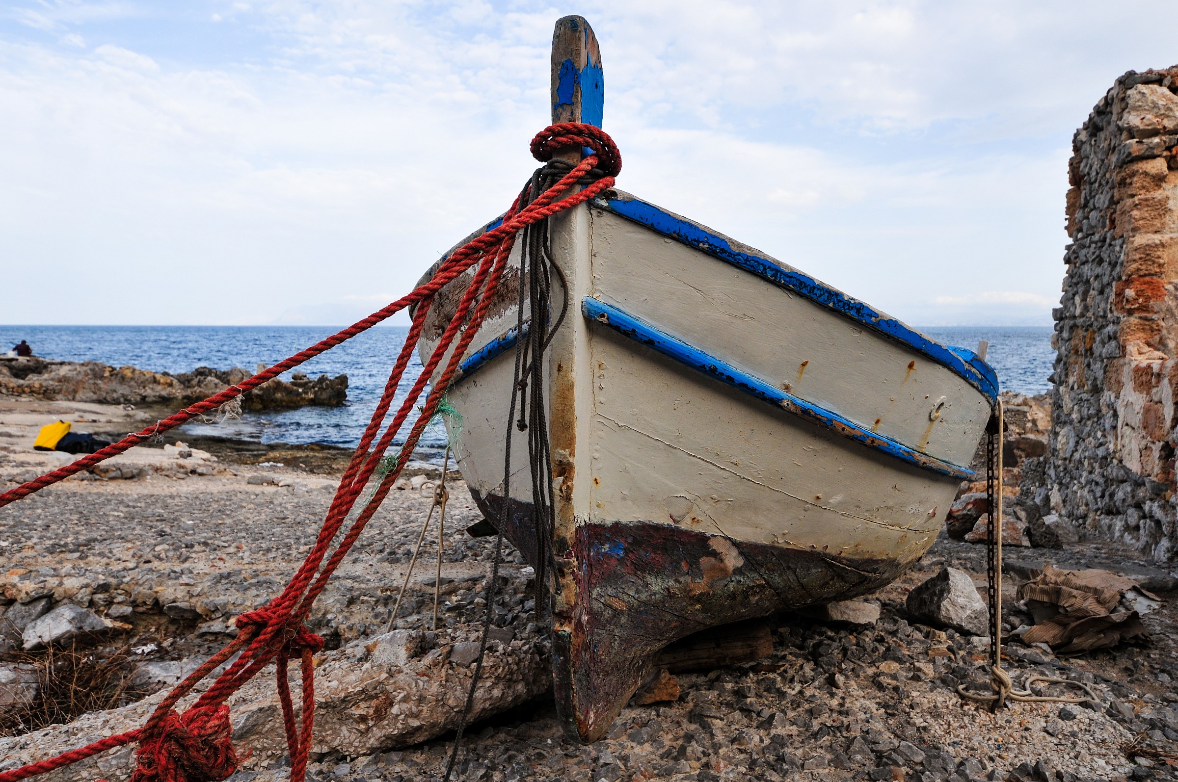 Boat kept on a leash