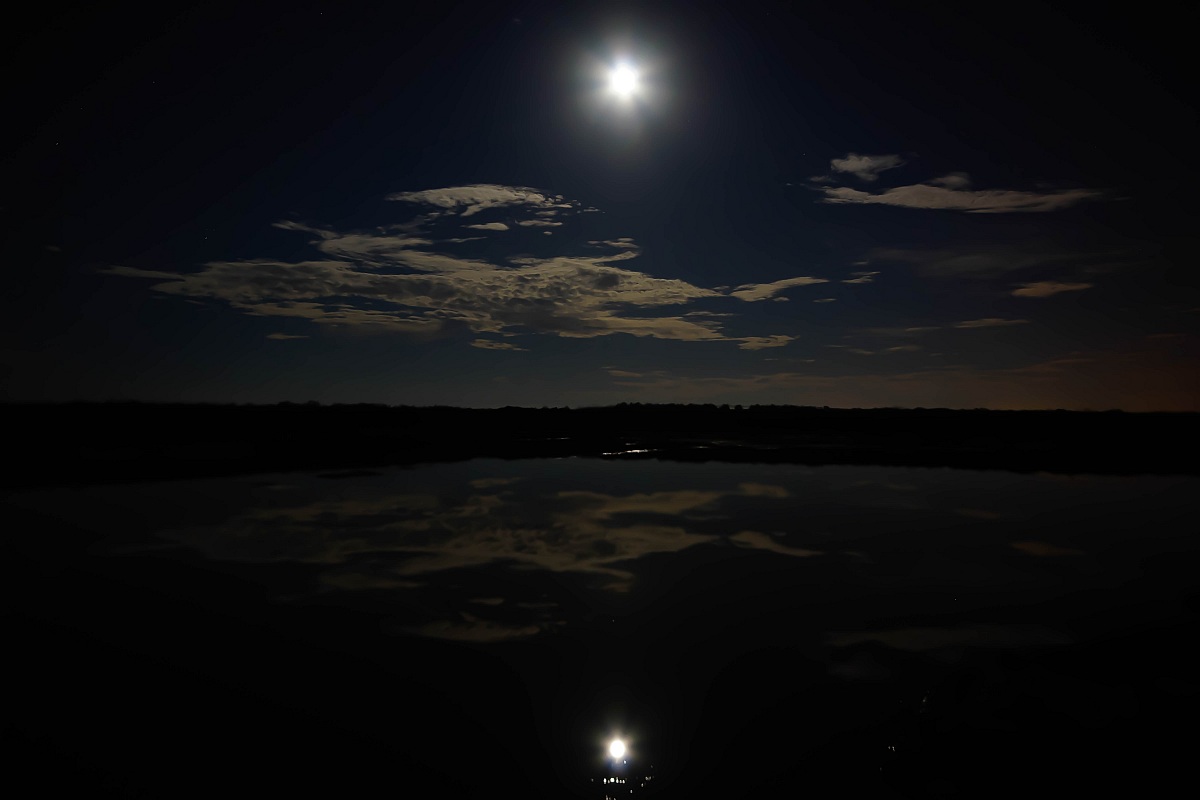 night sky reflected on lake