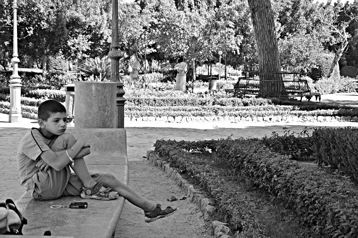 in panchina, Villa Giulia, Palermo