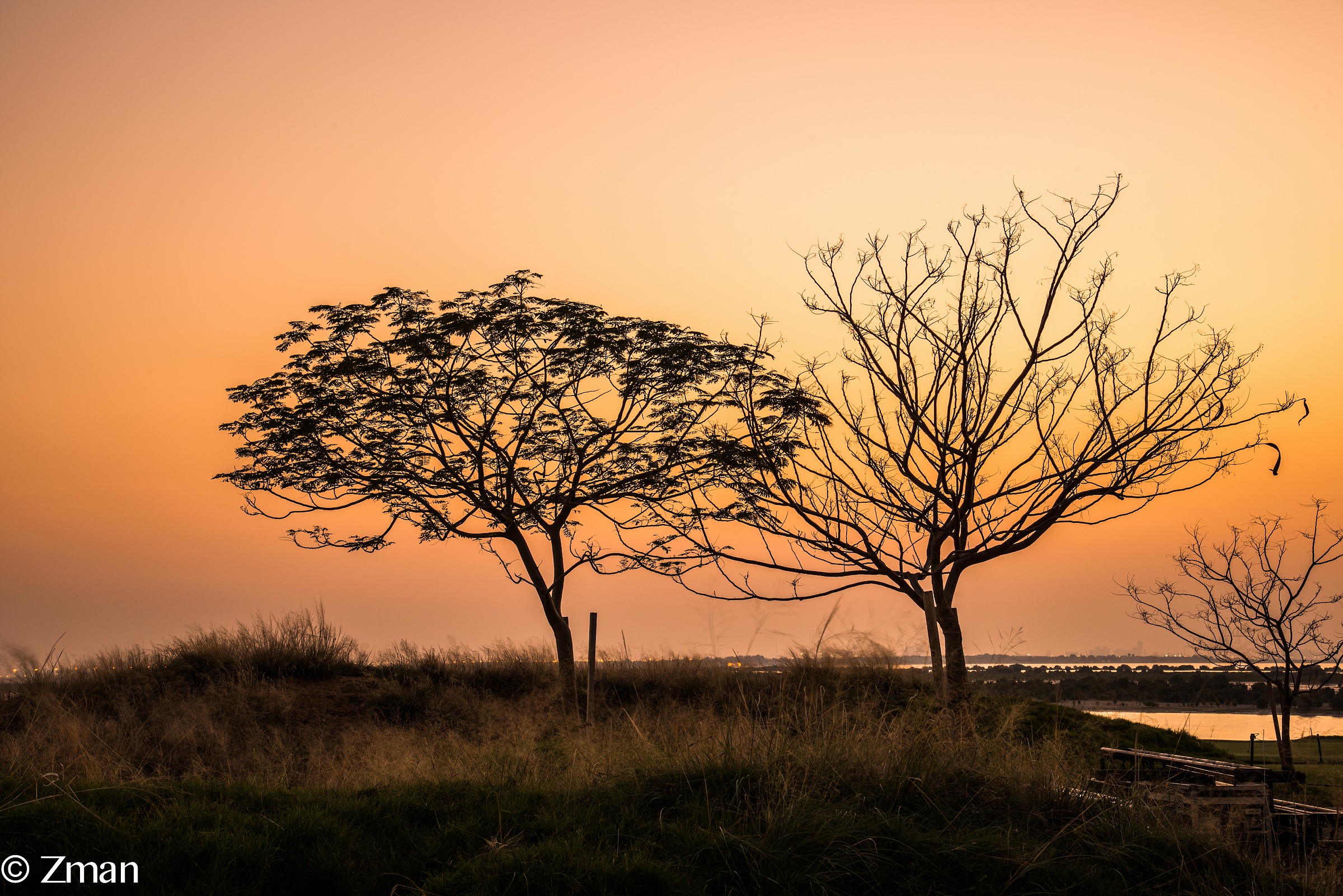 Sunset at The Yas Links Golf Course.