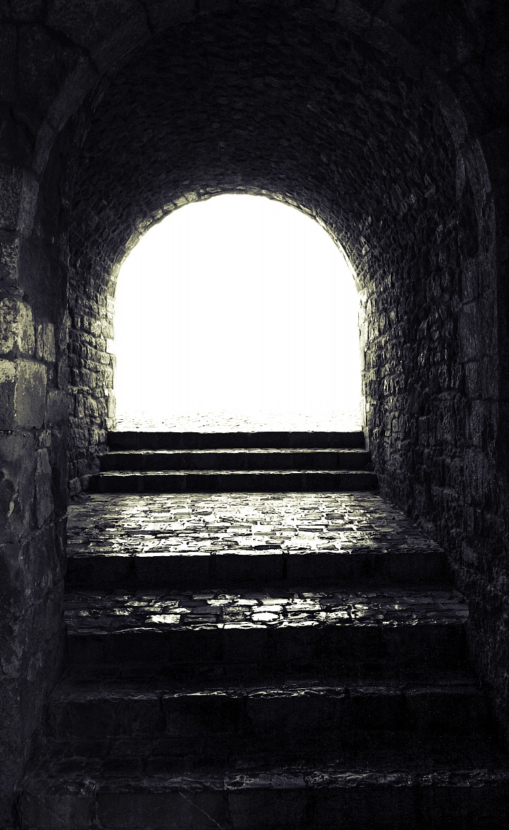 in the bottom of the tunnel