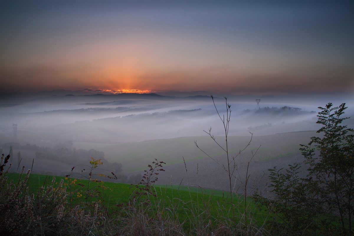 Nebbia al tramonto