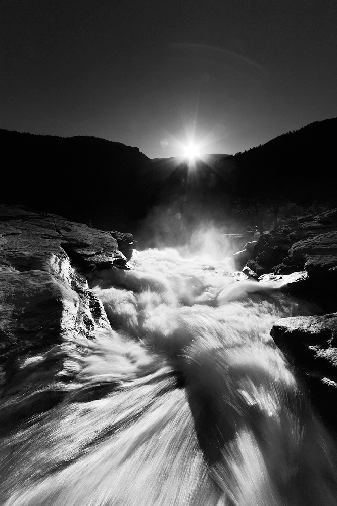Last Light over the top of  Nevada Falls -- Yosemite NP, CA