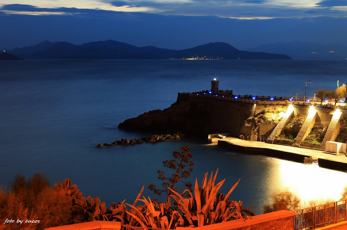The island of Elba from Piazza Bovio