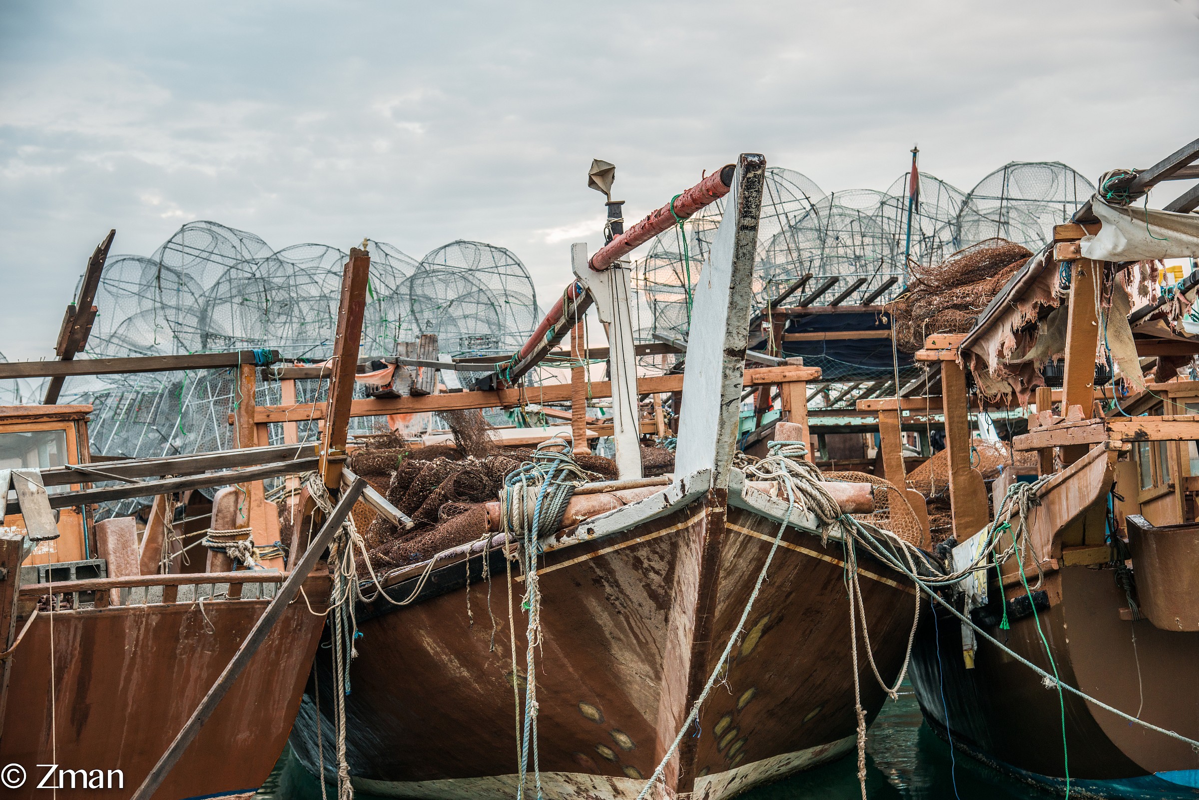 Gabbie dei pescatori pronti a Le Dows