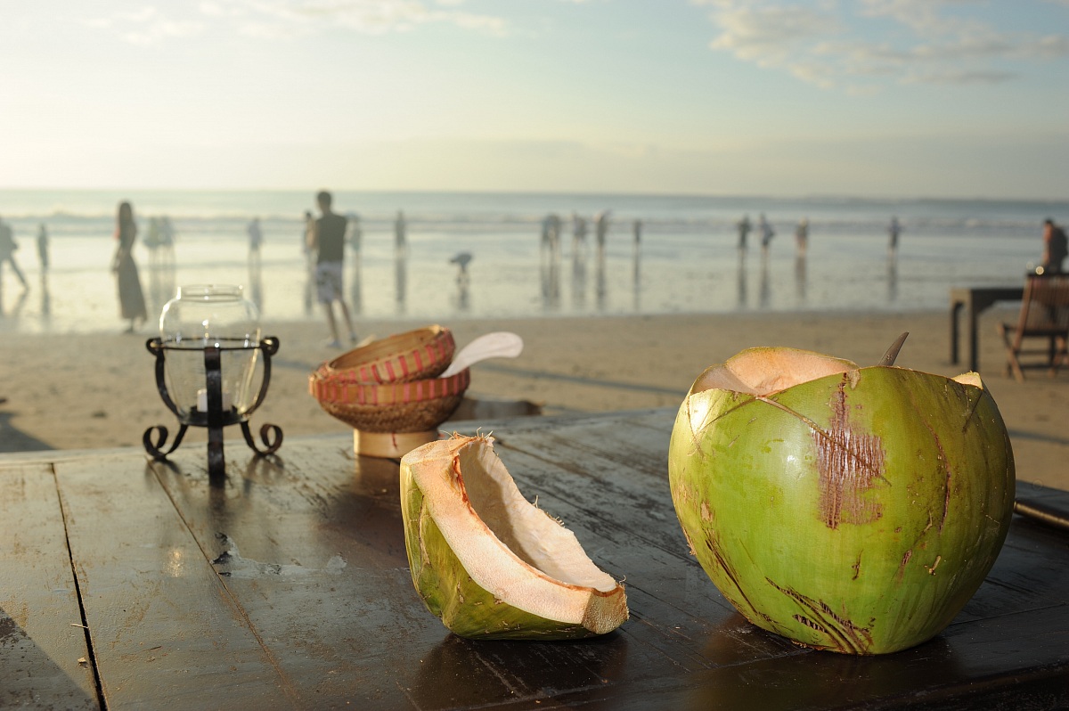 Coconut on the beach in Jimbaran