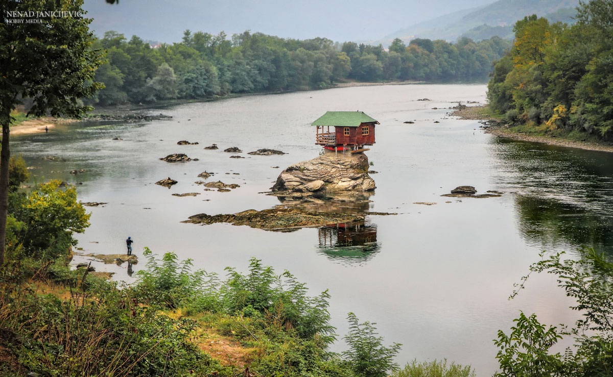 Middle river house. Drina River Serbia.