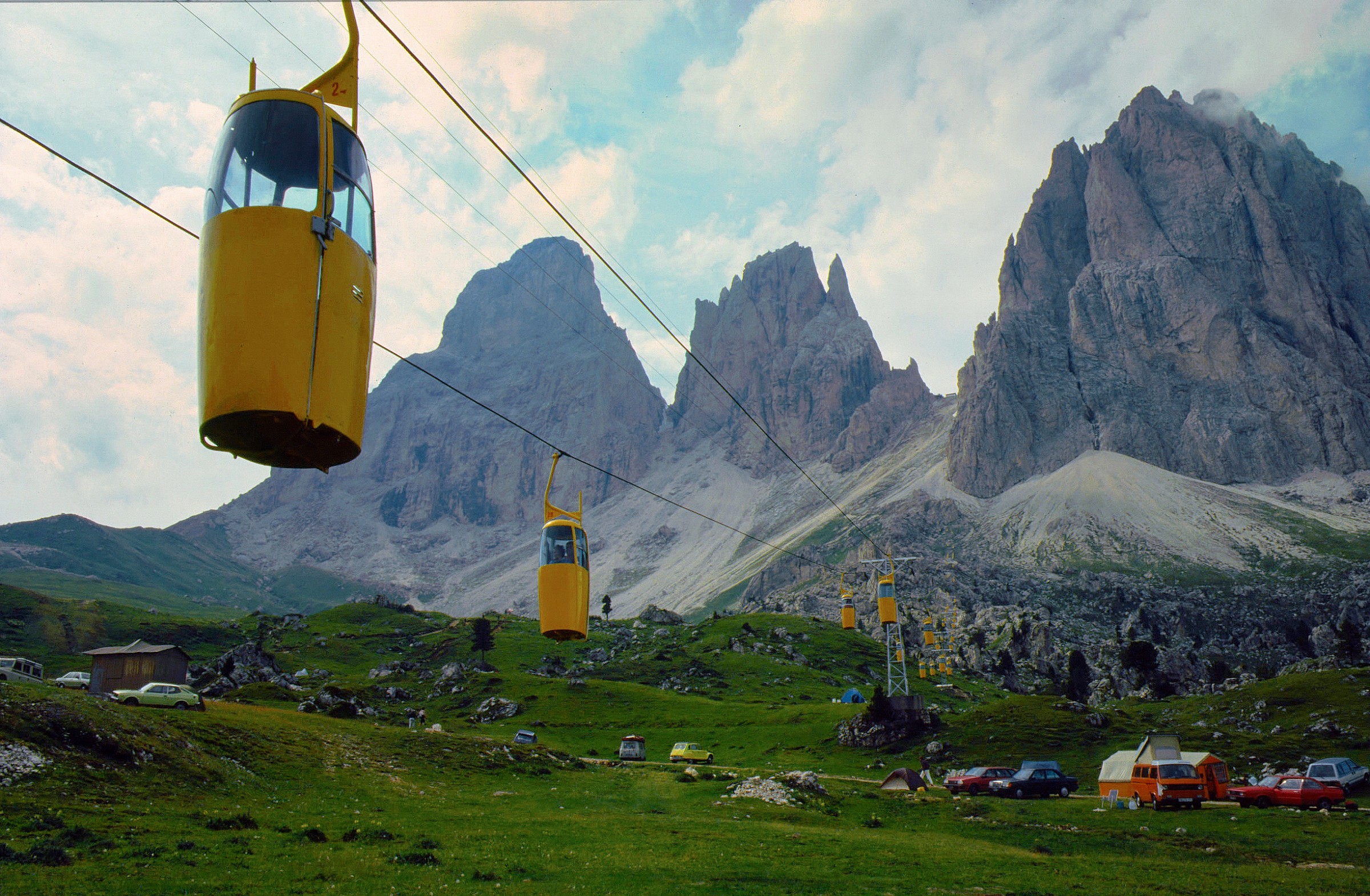 Passo Sella 2240 m. - Old cable car in 1985