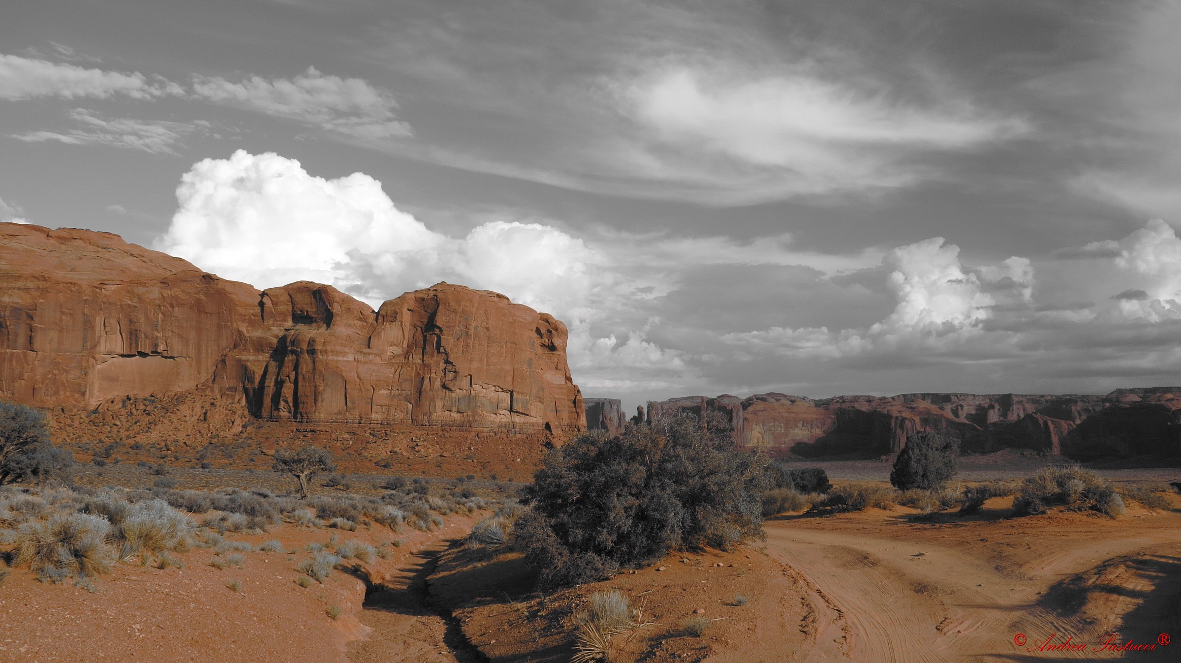 the reddish earth in the gray of the sky-Monument