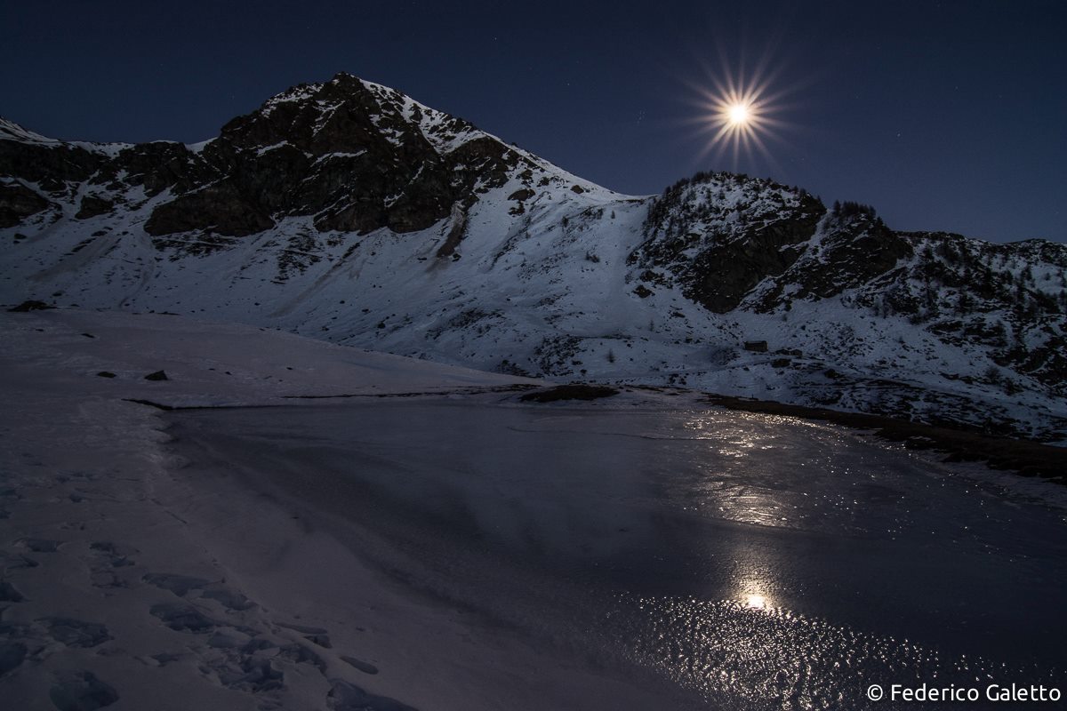 Full moon on lake ice