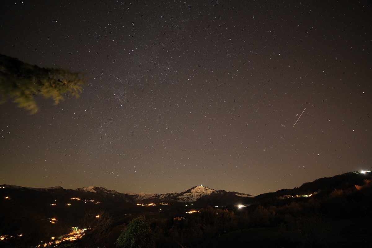 via lattea e stella cadente